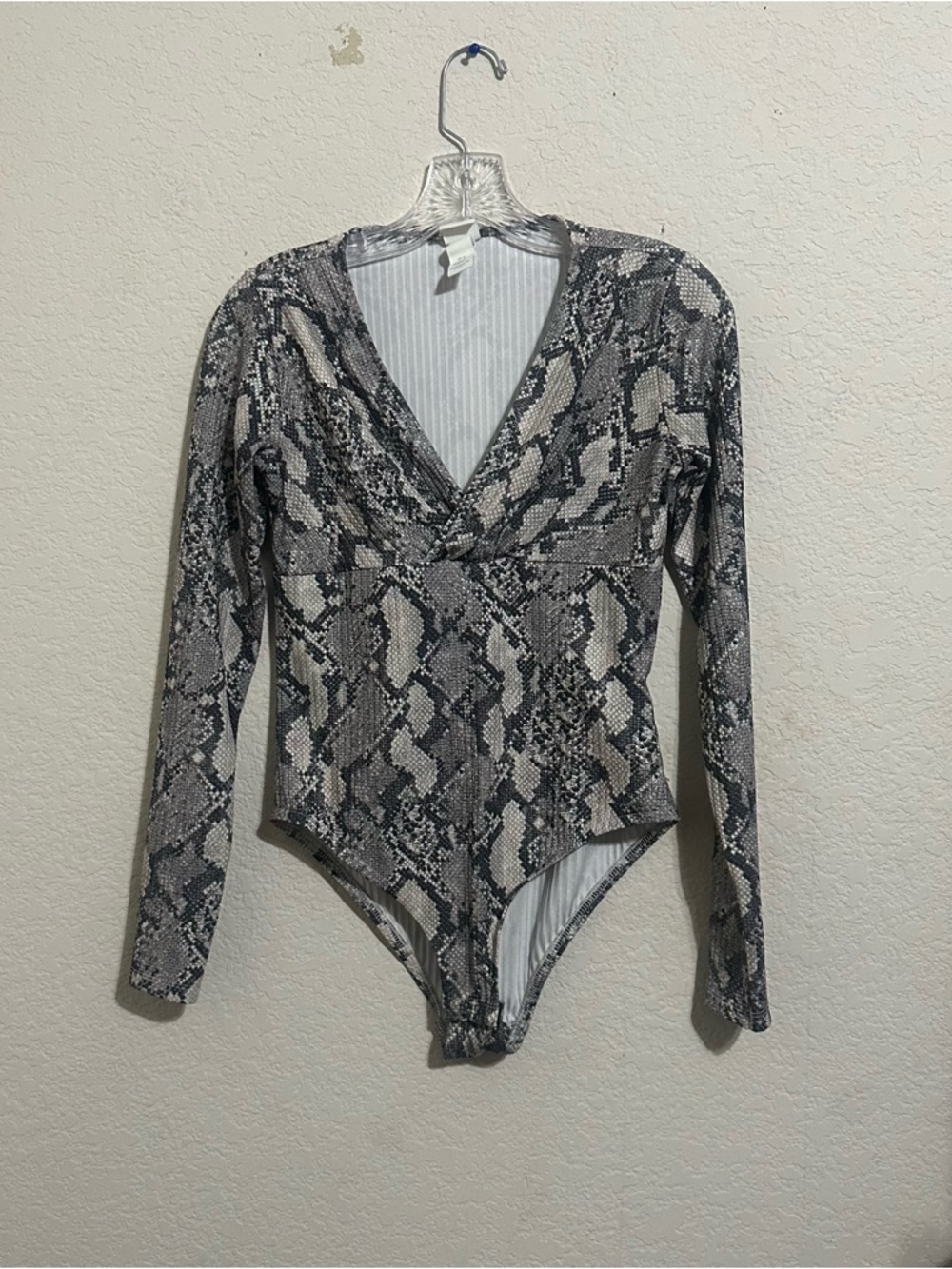 H&M Snake Python Print Long Sleeve Bodysuit Medium